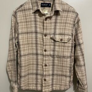 Abercrombie & Fitch Plaid Shirt Jacket - Brown and Cream